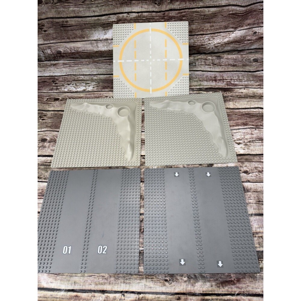 Lot of 5 LEGO Gray Base Plates Including 3 Vtg Lunar Space Crater Moon Raised